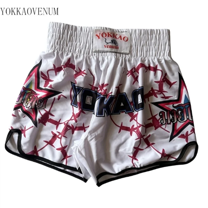 YOKKAOVEUM boxing shorts combat training fitness men's quick drying shorts gym Muay Thai sports shorts