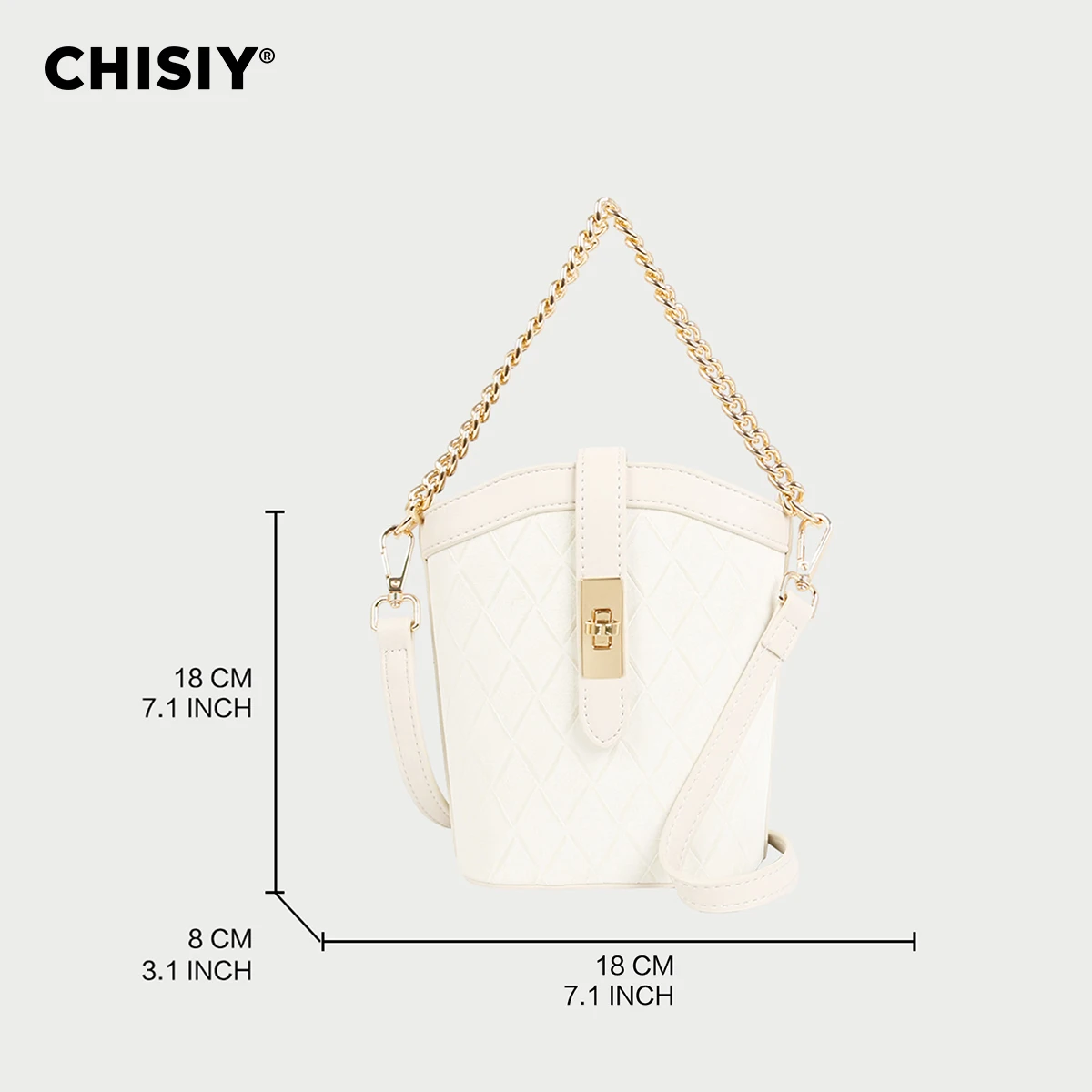 CHISIY Original Handmade Classic Elegant Chain Bucket Bag Texture Commuting Large Capacity Simple Handheld Crossbody Bag