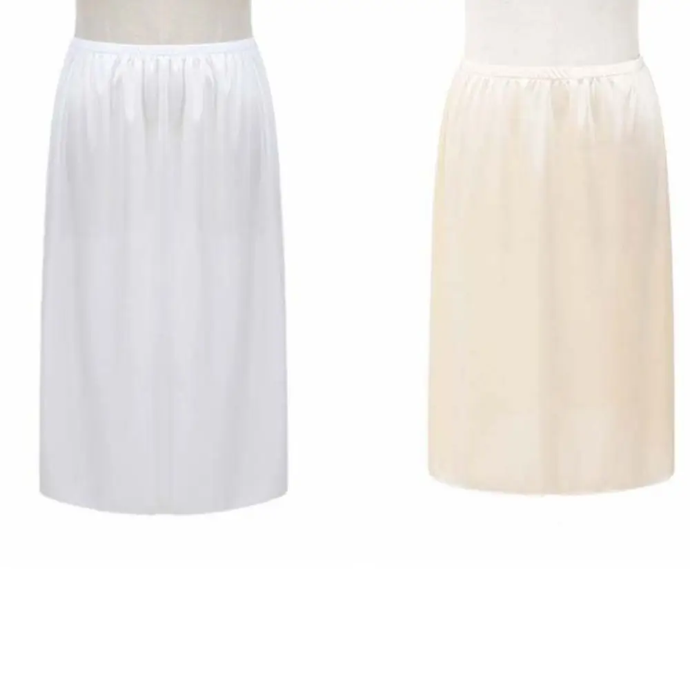 Mode Satin Seide Kleid Unterrock Slips Dünne Hohe Taille Sicherheit Rock Petticoat Lose A-line Halb Slips Kleid Weibliche
