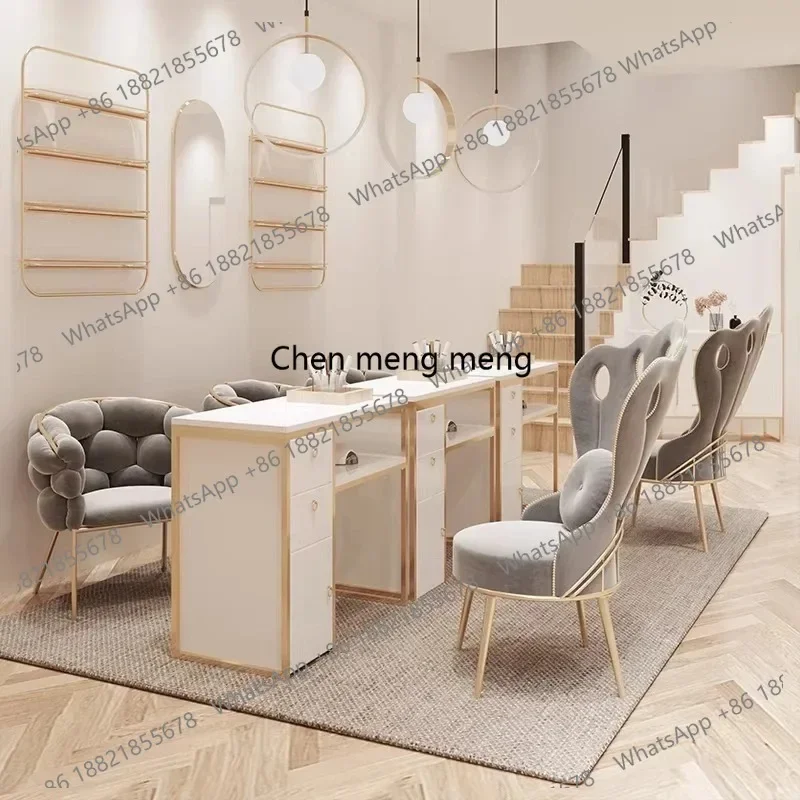CC182 Italian Minimalist Nails Table Nordic High-end Double Multifunctional Manicure Table Chair Set Luxury Salon Furniture Mesa