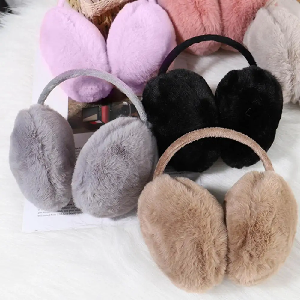 2025 Faux Rabbit Ear Muffs Fur Solid Color Winter Ear Caps Fuzzy Winter Warm Earmuffs for Women Plush Ear Covers 귀마개 ohrenwärmer