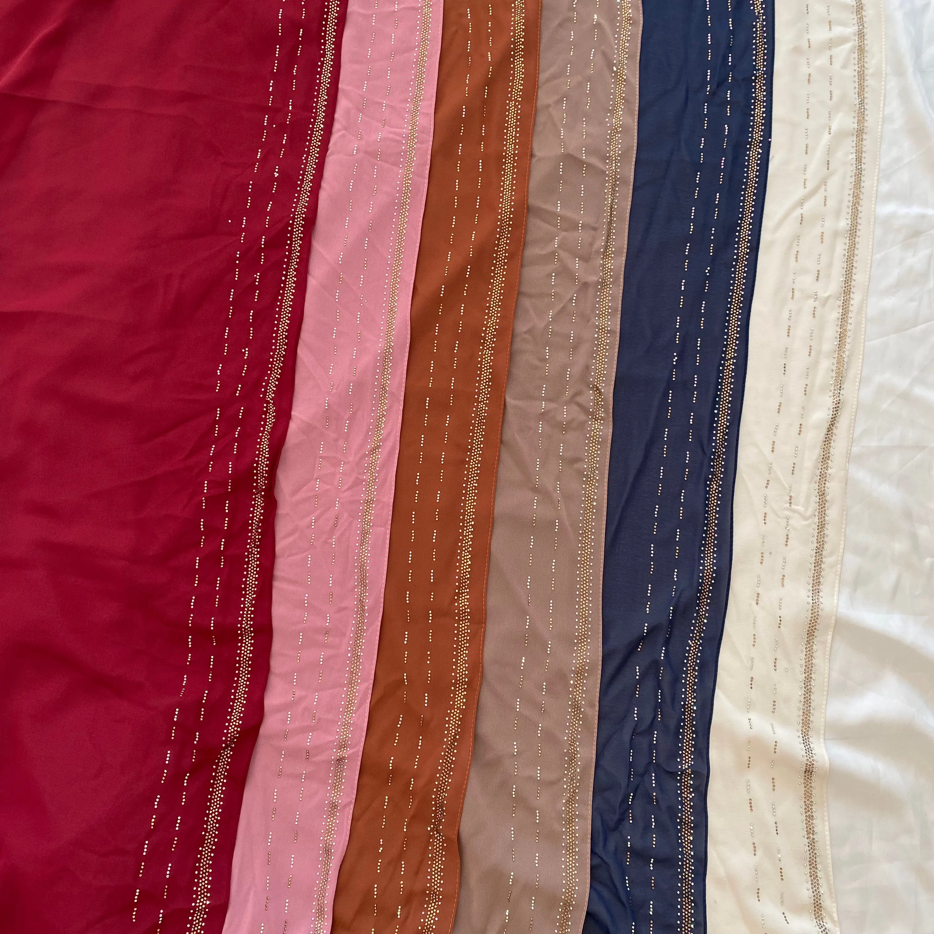 Hijab de piedra de gasa de alta calidad musulmán Tudung Malasia pañuelo para la cabeza de Color sólido bufanda musulmana para mujer chal de diamantes de imitación brillantes