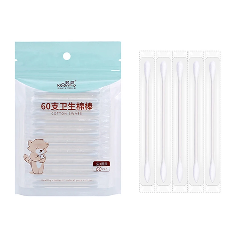 60pcs Cotton Swabs Eyelash Extension Glues Removing Noses Ears Cleaning Tools Disposable Make Up Double Head Micro Brushes