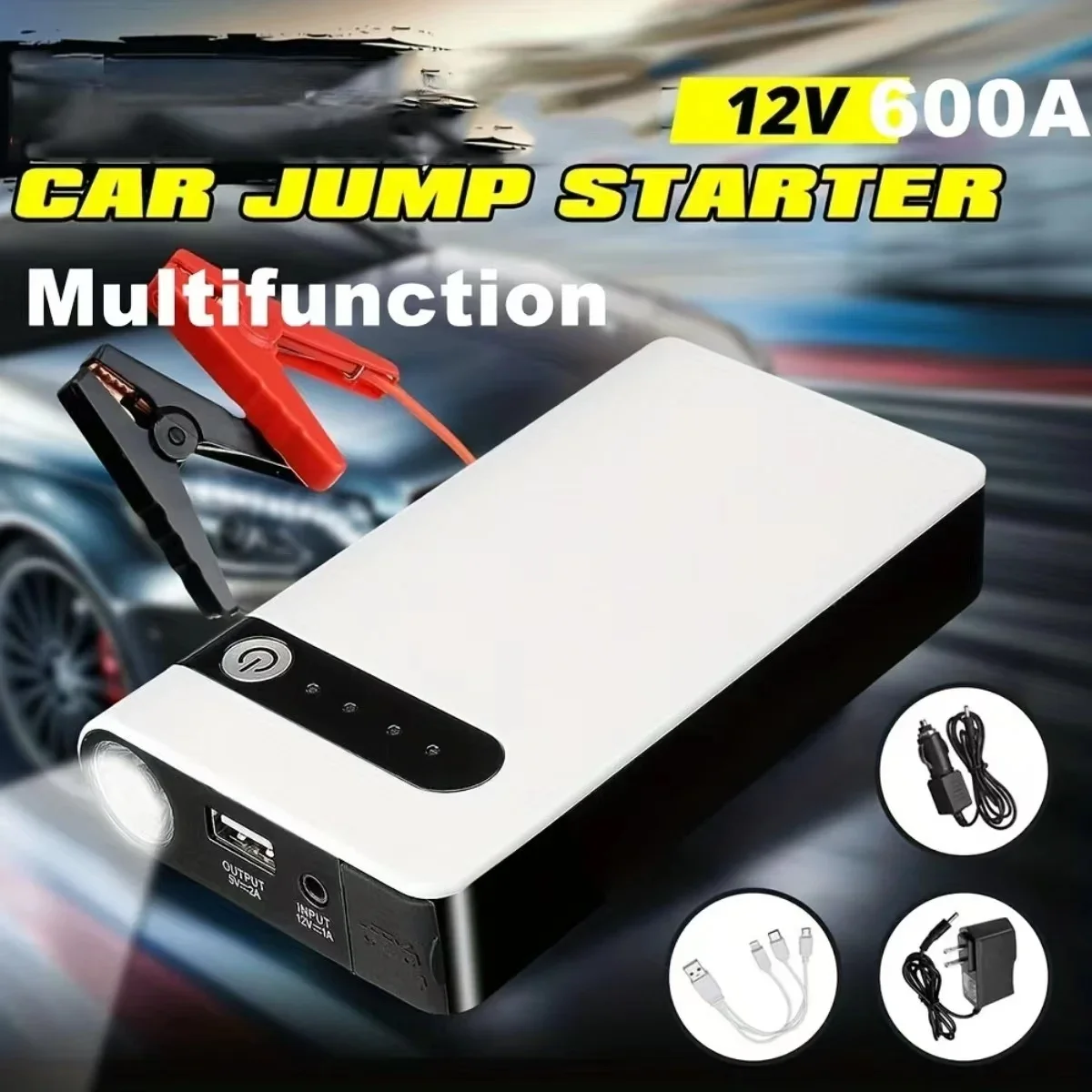 Car Jump Starter 12V LED Display Auto Battery Booster 8000mAh Emergency Start Power Flashlight Mobile Phone Laptop Charger US