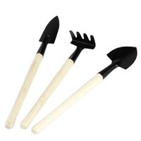 3pcs Fairy Garden Hand Tool Kit Shovel Spade Rake Wood Handle Sets Gardening Bonsai Accessories