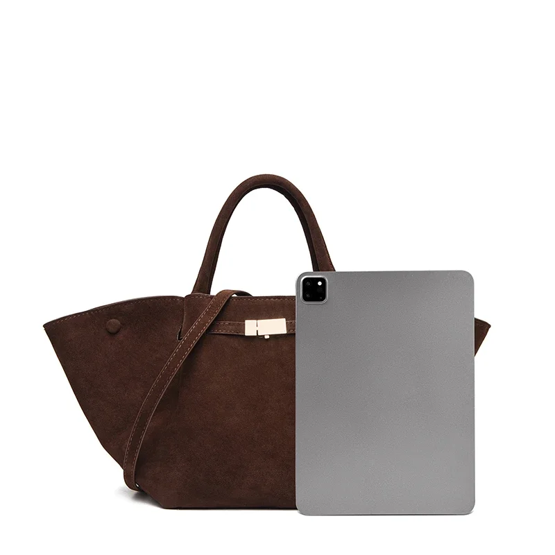 Luxuriöse Damen-Handtasche im Premium-Design aus PU & Wildlederimitat, elegante Umhängetasche mit Henkel, große Kapazität – Detail 3