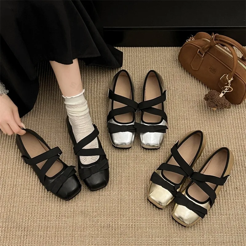 Элегантные повседневные женские туфли Мэри Джейн с бантом, весна 2024, новые удобные туфли-лодочки на плоской подошве в балетном стиле с неглубоким носком Элегантные повседневные женские туфли Мэри Джейн с бантом, весна 2024, новые удобные туфли-лодочки на плоской подошве в балетном стиле с неглубоким носком