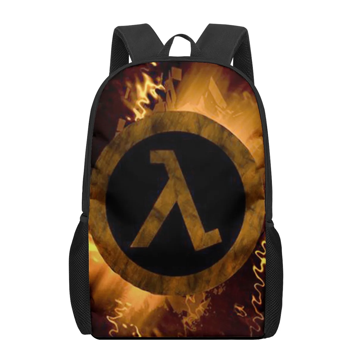 Half Life Game Print School Bags para meninas e meninos adolescentes, mochilas infantis casuais, mochila de grande capacidade