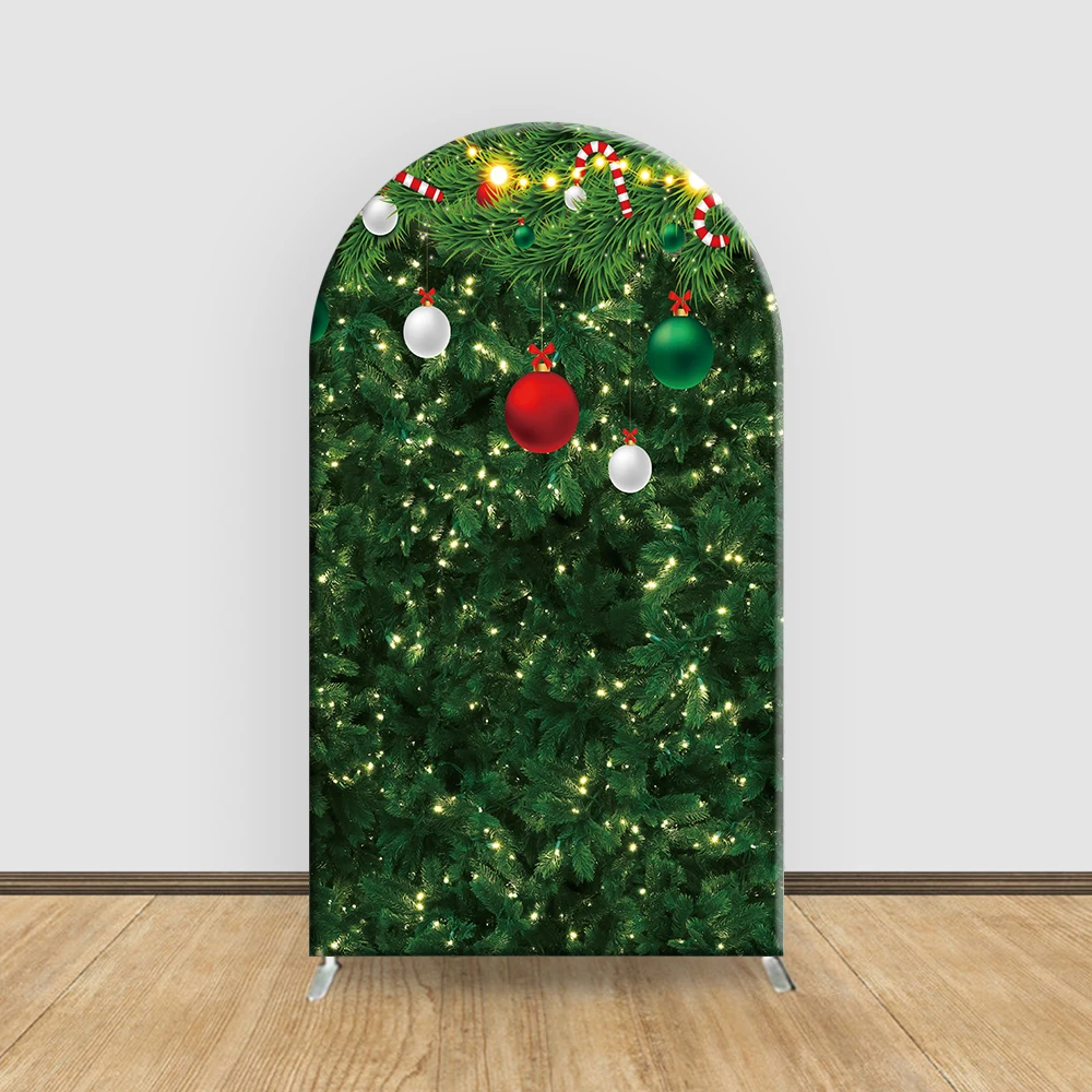 Merry Christmas Arch Backdrop Pine Leaf Wood Winter Themed Holiday Party Background Birthday Studio Photography Decorations