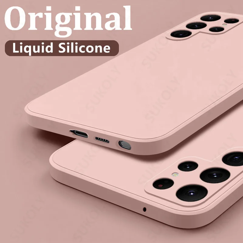 Hülle für Samsung Galaxy S24 S23 S22 S25 Ultra S24 FE A56 A55 A53 A54 A16 A17 5G S25 Rand stoßfeste flüssige Silikon-Telefonabdeckung