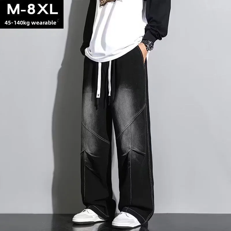 

Мужские джинсы в стиле хип-хоп из Гонконга, с принтом-буквенным узором, модные, из смесового хлопка и полиэстера, со средней посадкой, на молнии, износостойкие