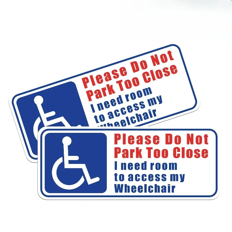 2pcs Do Not Park Too Close, Wheelchair Needs Space Sticker, Waterproof Label Sticker On Car Windshield 20cmX8cm PVC KK