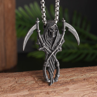 Gothic Grim Reaper Scythe Pendant Hell Demon Necklace Men's Biker Biker Rock Punk Party Jewelry Halloween Gift