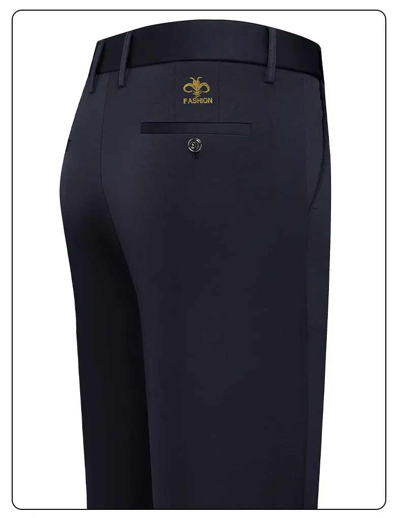Frühling Sommer Herren Stretch-Hosen Smart Casual Anzughosen Knitterfreie Anzughosen mit Stickereimuster – Detail 21