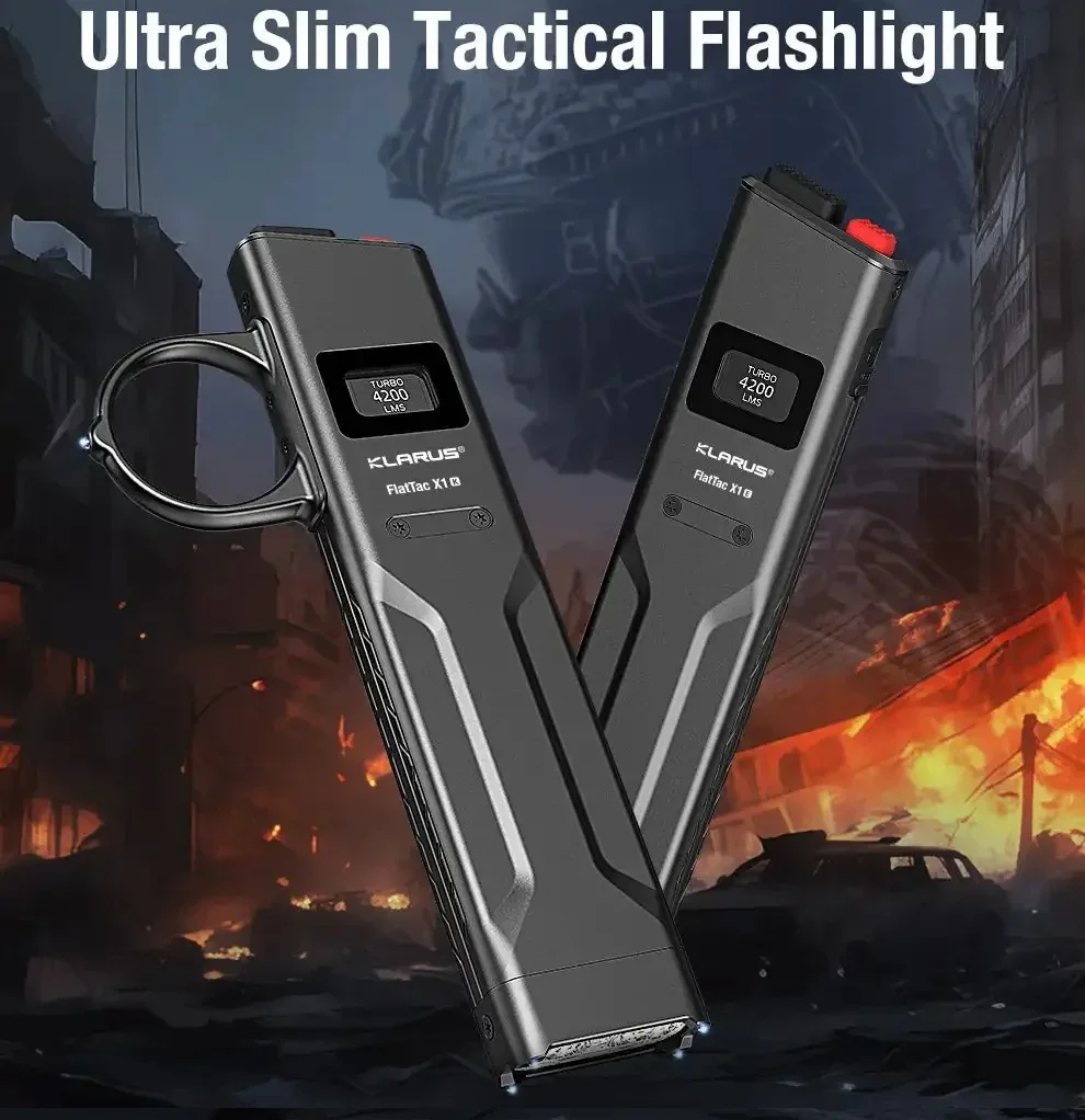 X1 Ultra-thin EDC Tactical Flashlight Luminus SST-70 LED 4200LM Outdoor Emergency Torch Light Built-in Battery for Hiking