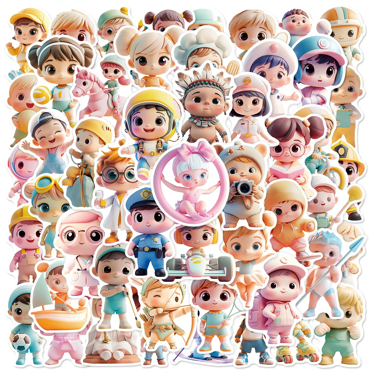 

50Pcs Cute Kawaii Doll Stickers Princess Girl DIY Decal for Phone Laptops Cup Scrapbooking Luggage Decorative Waterproof