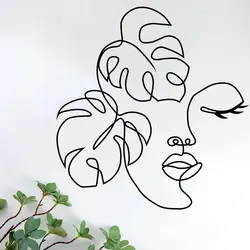 Nordic Abstract Female Line Iron Wall Hanging Decor Ornament Modern Black Silhouette Metal Pendant Art Living Room Home Decor