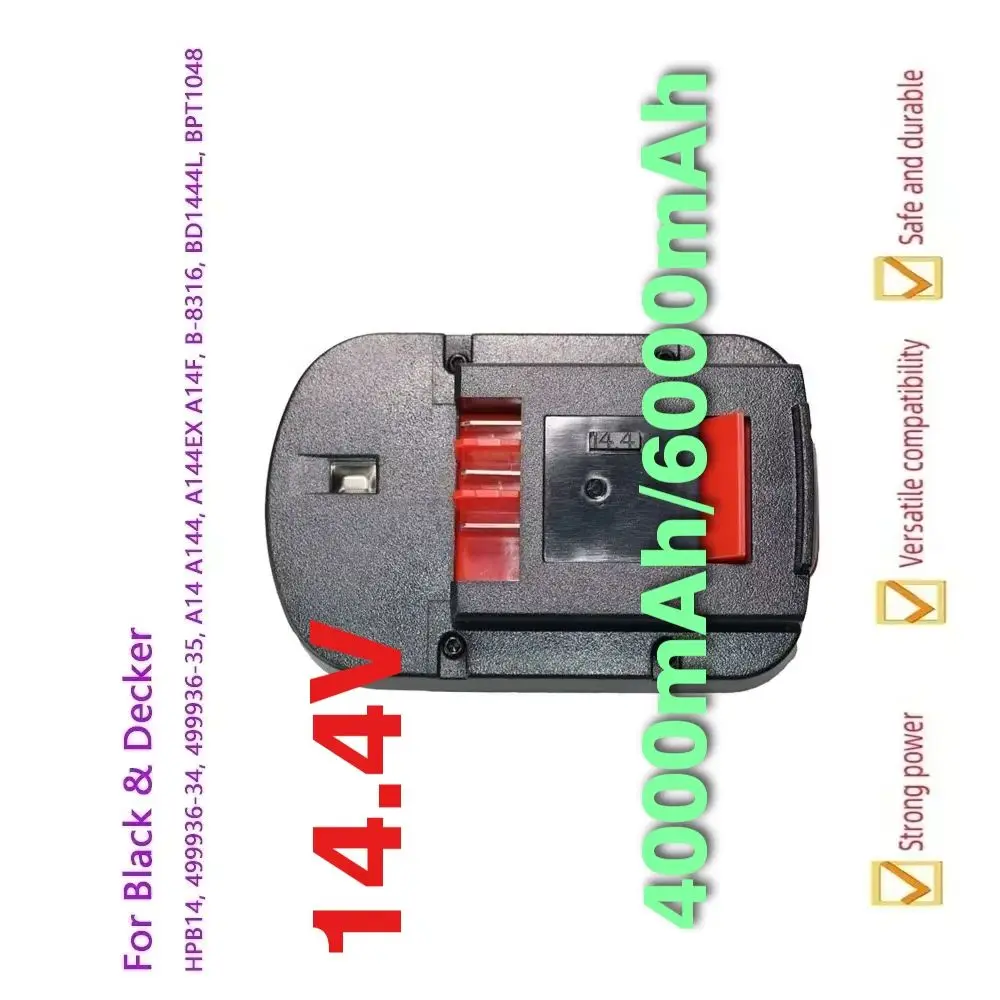 

4000/6000mah Rechargeable Tool 14.4V Battery For Black&Decker A12 A12EX FSB12 FS120B A1712 HP HP12 Ni-MH Replacement Drill Batte