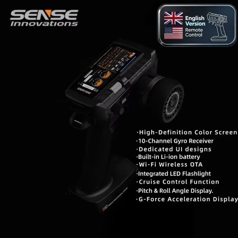 Controle Remoto Original SENSE S10 10 Canais com Transmissor Gyro, Funções Cruise/Pitch Angle/G Value/WIFI OTA para Carro RC - Ferramenta RC