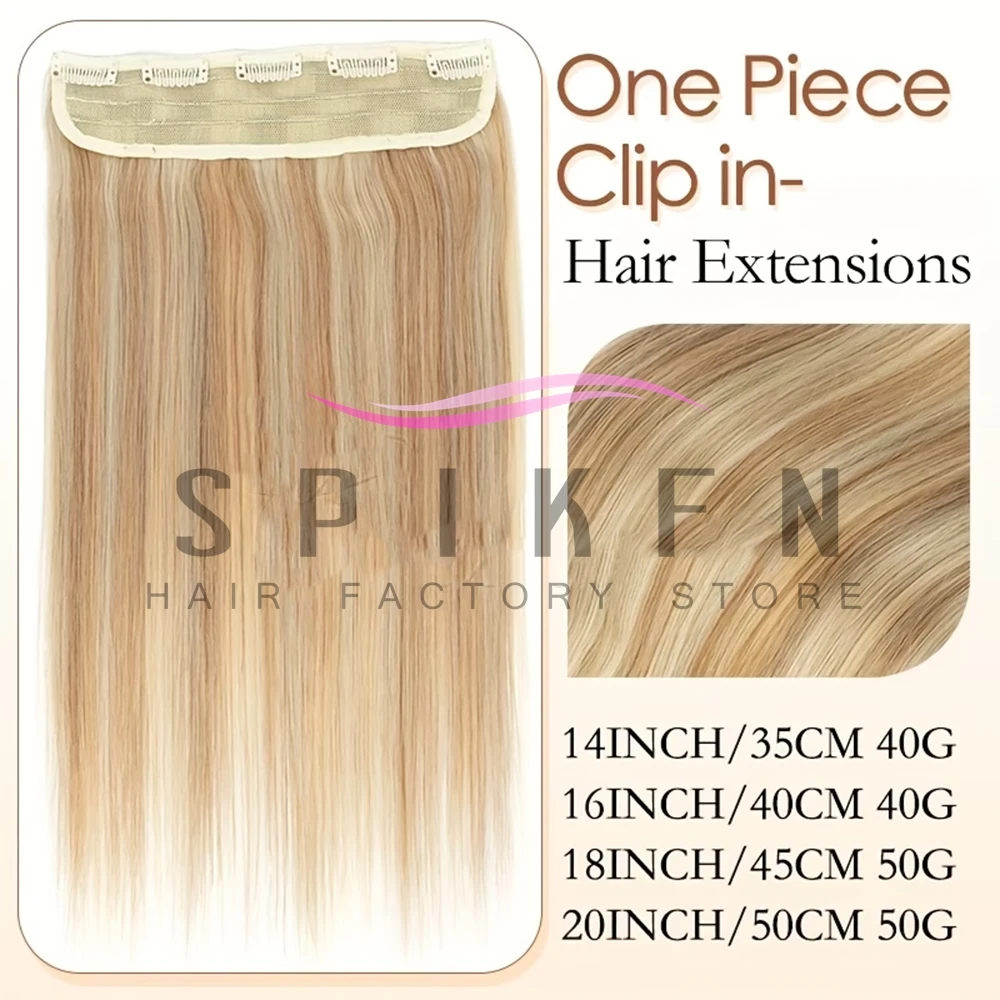 Highlight Clip in Human Hair Extension One Piece 14''-22'' Natural Straight Highlight Blonde 5 Clips on Hair Weft Lightweight