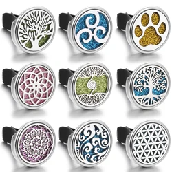 Insert Aromatherapy Pad Tree of Life Perfume Essential Oil Diffuser Car Vent Clips Air Freshener Lockets Pendant Aroma Jewelry