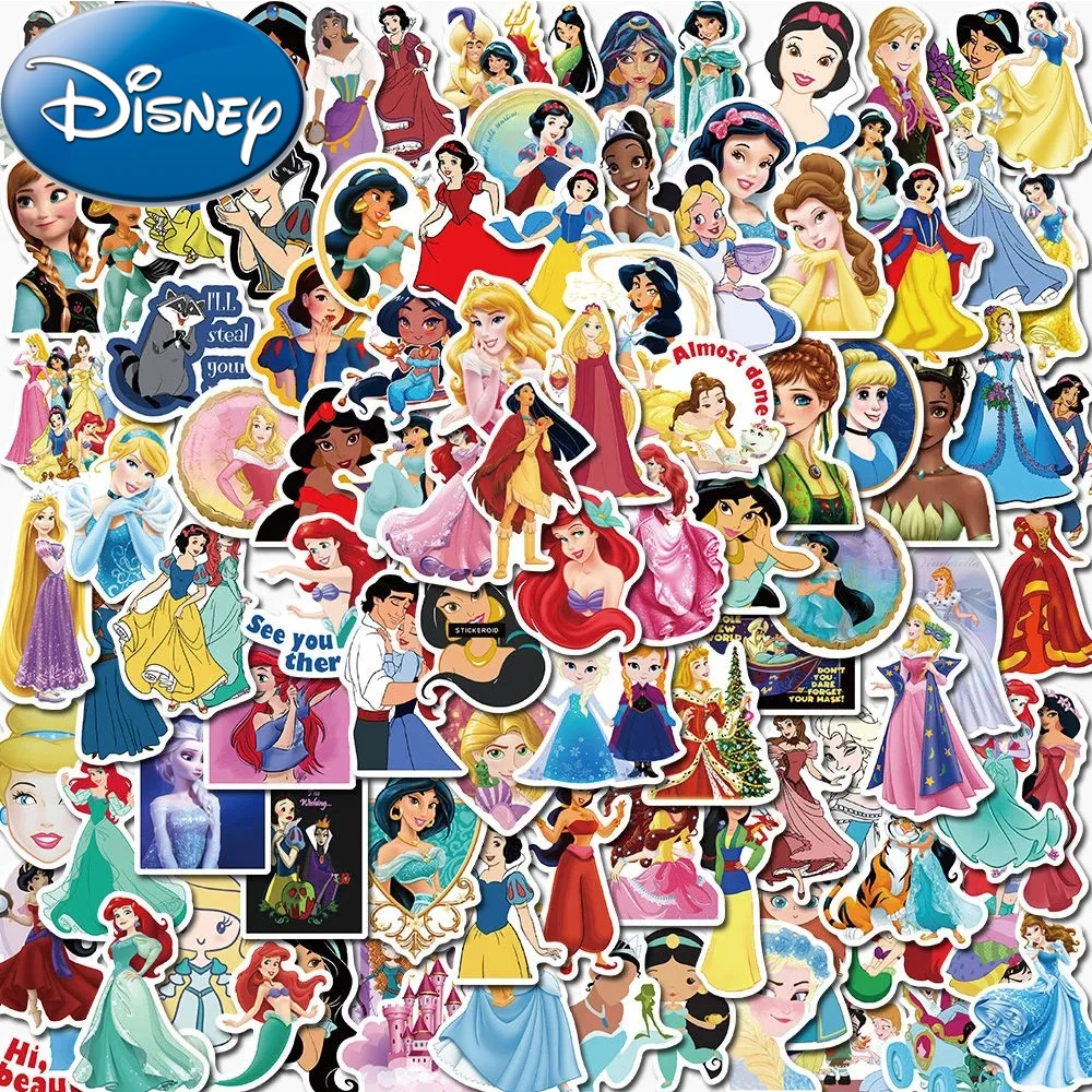 10/30/50/100pcs Disney Cute Anime Mix Princess Stickers Aesthetic Cartoon Decals Graffiti DIY Notebook Diary Fridge Sticker Toy