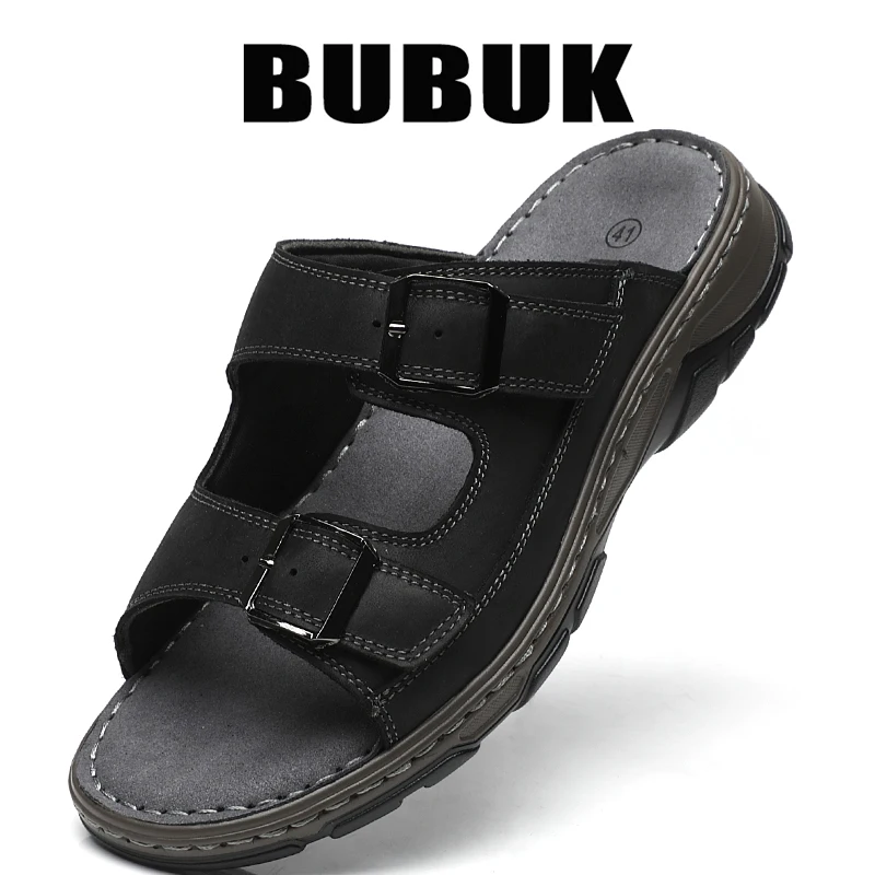

Bubuk Men's First-Layer Cowhide Sports Slippers, Outdoor Beach Slippers, with Arch Support, Breathable Outdoor Men's Shoes, Suitable for Travel, Hiking, and Commuting to Work