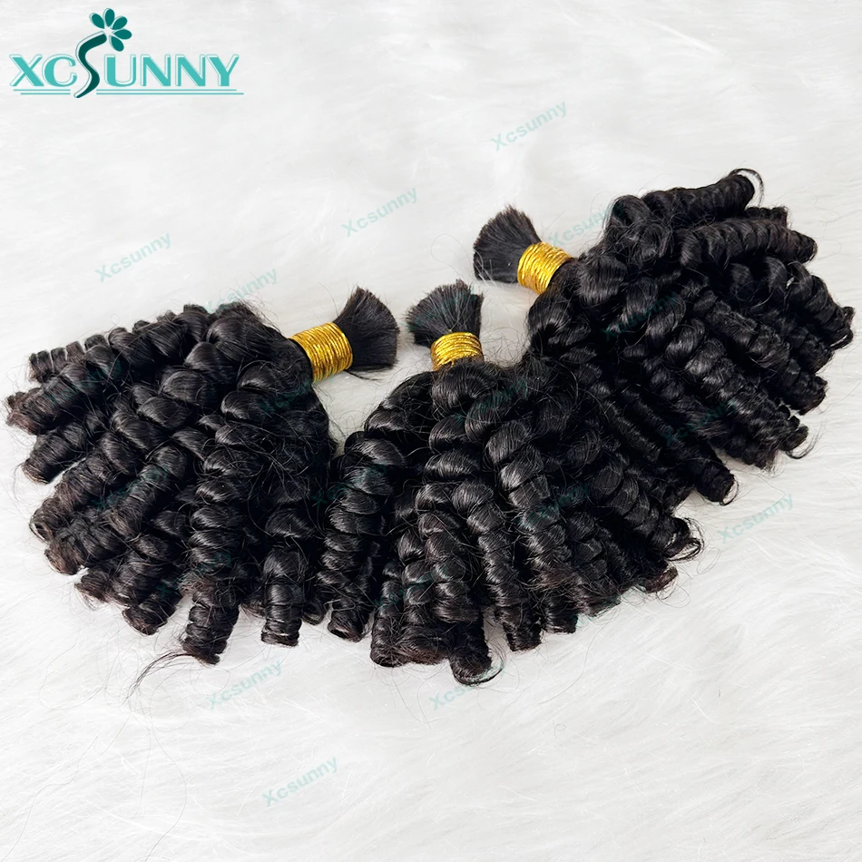 Bulk Human Hair For Braiding Bouncy Curly Hair Bulk Boho Braids Human Hair Extensions Double Drawn Bulk Curly Braiding Hair