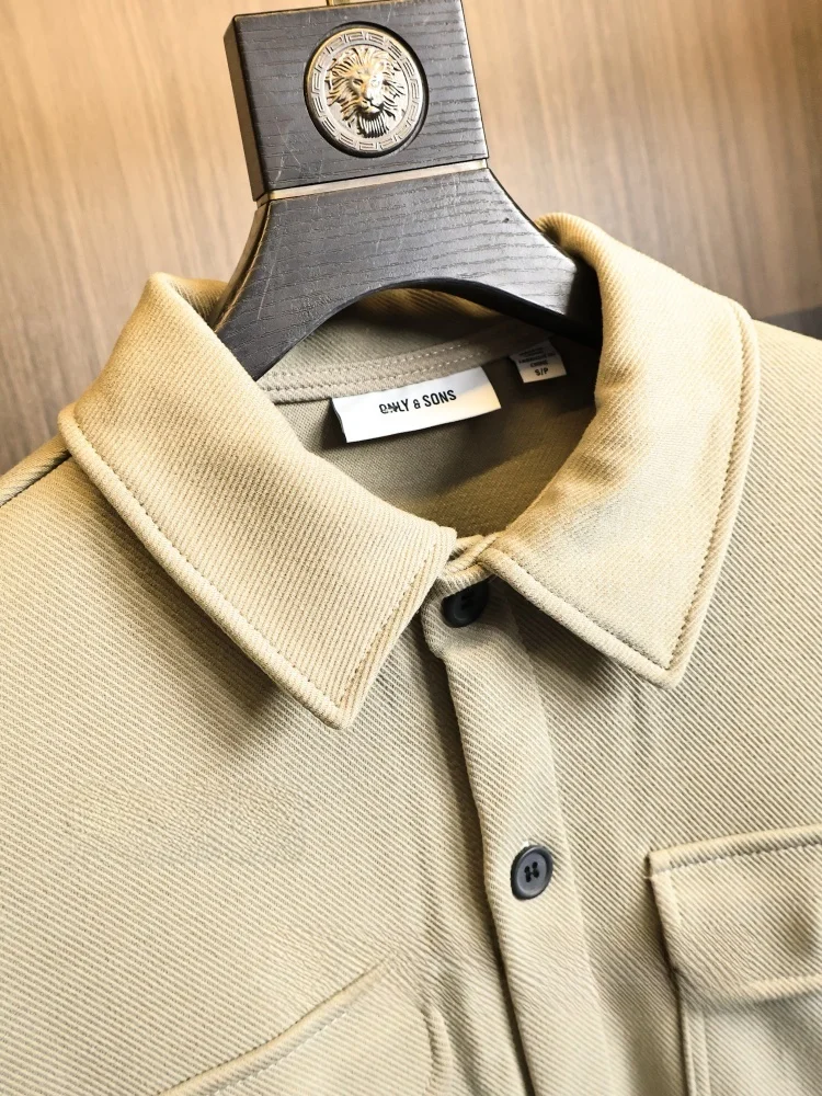 Casual Shirt Jacket for Men Textured Stripe Pattern Spring Season Long Sleeve Standard Fit Fashion Urban Style Breathable Mat...