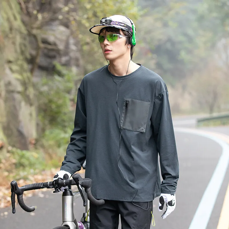 Men Mountain Outdoor Riding Running Reflective Strip Quick Dry Glue Sport Long Sleeve T-shirt Women Loose T Shirt Cityboy Tshirt