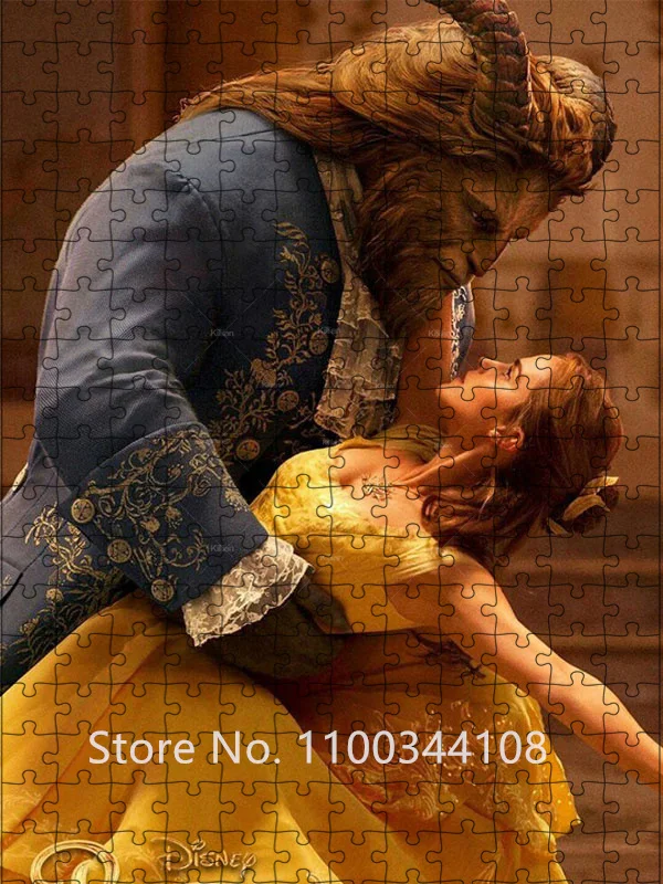 Beauty and The Beast Disney Puzzle 300/500/1000 Pieces for Adults Kids Educational Toys Cartoon Character Jigsaw Puzzle