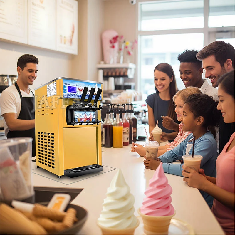 Multifunctional Stainless Steel Commercial Ice Cream Machine Three Flavors Soft Ice Cream Machine