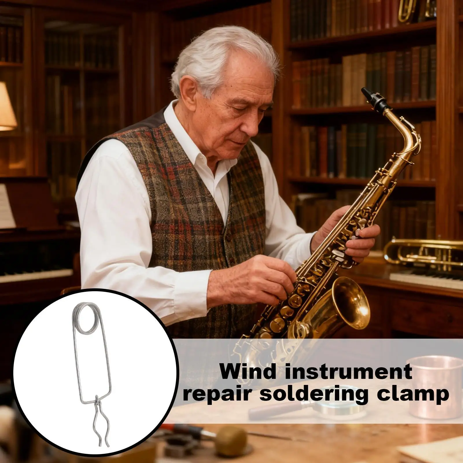 1PC Wind Instrument Repair Clamp Flute Saxophone Soldering Jig for Brass Woodwind Instrument Maintenance Repair Tool