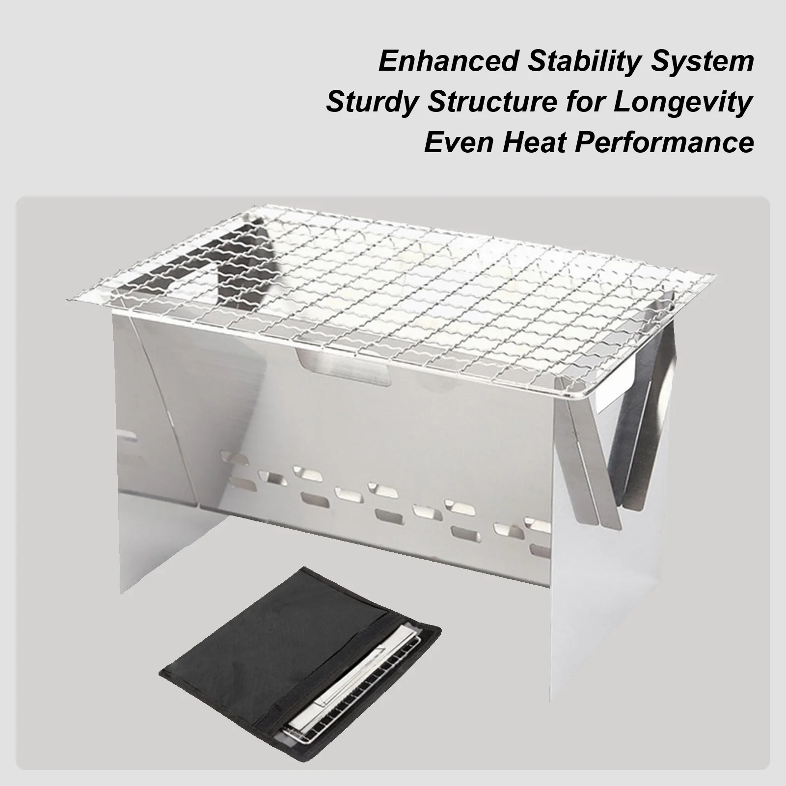 

Foldable Portable Charcoal Grill Compact Stainless Steel Camping Fire Pit Lightweight BBQ For Outdoor Cooking Backpacking Picnic