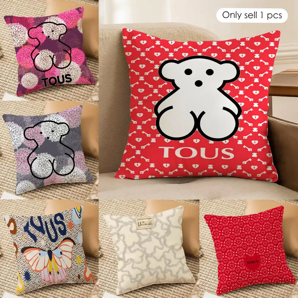 Funda de cojín de lujo T-T-Tous, funda de almohada de felpa corta sedosa con cremallera invisible a prueba de polvo para decoración del hogar