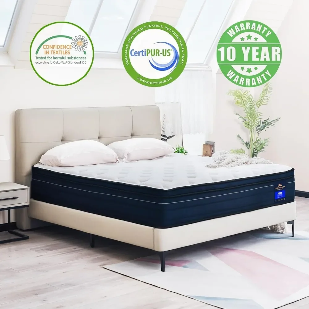 Matelas hybride en mousse à mémoire de forme, matelas Queen dans une boîte, isolation de mouvement, poche allye, instituts de pression intérieure, 14 po