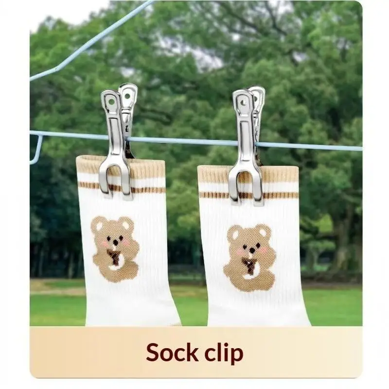 5 Stück rutschfeste, winddichte Wäscheklammern aus Edelstahl, langlebig, ideal für Socken, Handtücher, den Einsatz im Haus, im Badezimmer und auf dem Balkon. – Detail 12