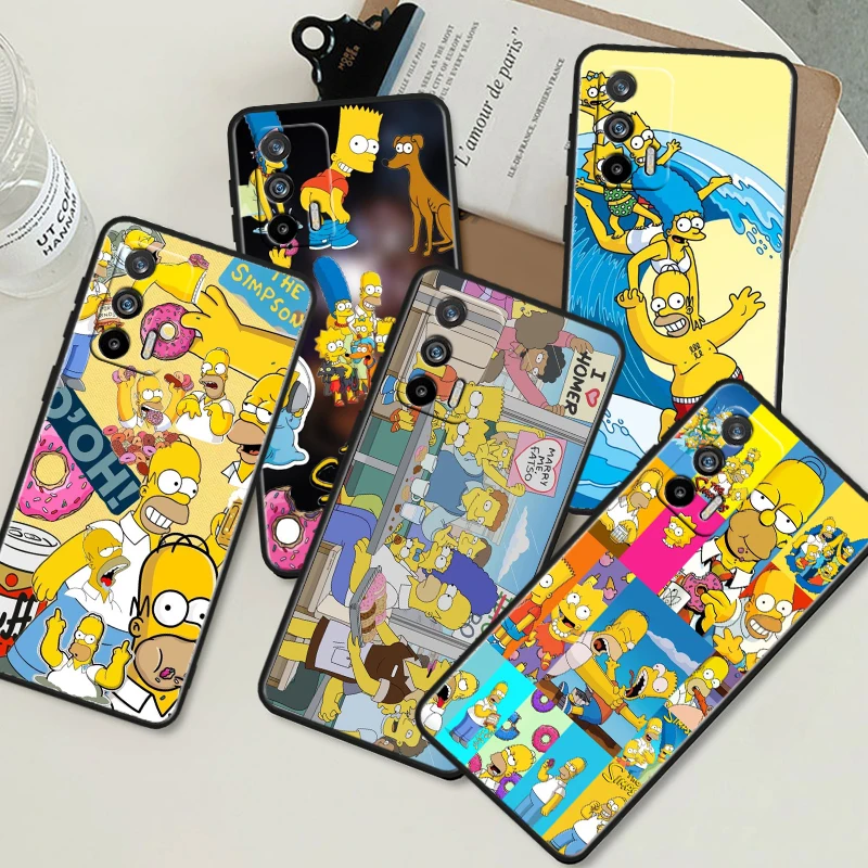 Disney The simpsons Cute Black Phone Case For OPPO Realme 10 C2 3 11 20 21 31 30 33 35 55 X2 GT Pro Plus Master Shell Cover Capa