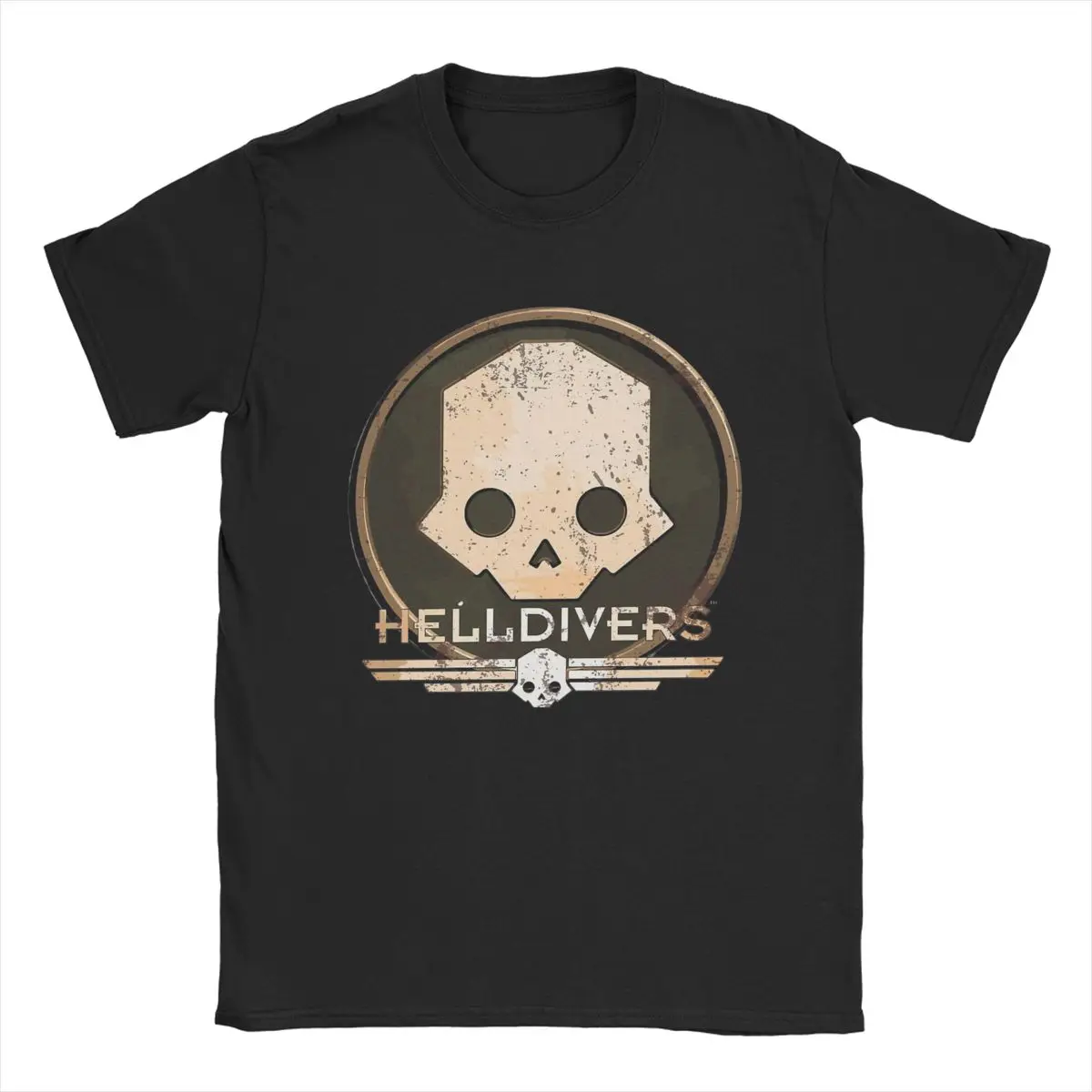 Helldivers 2 Retro Logo T-Shirts Men Vintage Pure Cotton Tees O Neck Short Sleeve T Shirt Party Clothing