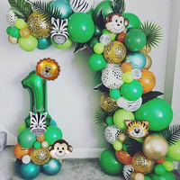 28/106pcs Jungle Green Animal Balloons Garland Arch 1 2 3 4 5 6 7 8 Kids Birthday Safari Party Supplies Favors Baby Shower Decor