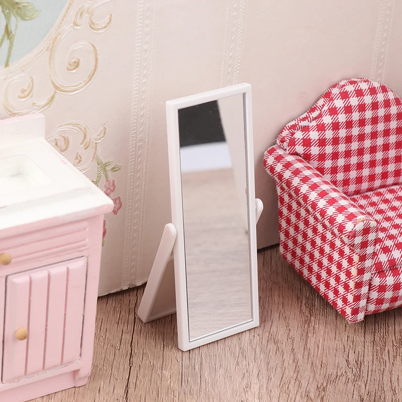 Simulation Full Length Mirror Dollhouse Miniature Furniture 1:12 Scale Dolls House Decoration Toy for Kids view 4