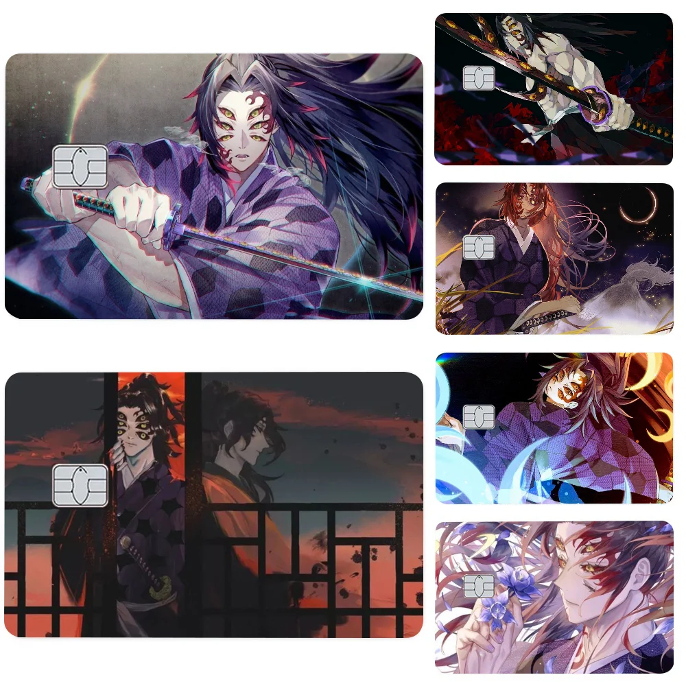 1PC Anime Kokushibo Card Stickers 4pcs PVC Card Skin Stickers for Bank Card Bus Metro Card Case Decorate Gift