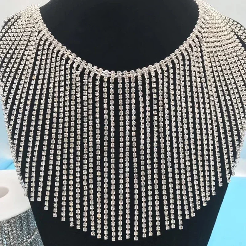 

1Yard Long Tassel Ribbon Fabric Fringe Decoration Irregular Rhinestone Chain Beaded Shoes Bag Clothing Wedding Diy Sewing Tassel