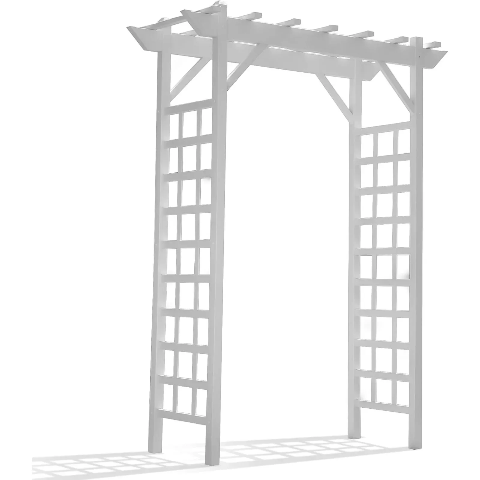 

US Providence Arbor, 64 by 85 Inch PVC Patio Garden Arch, Outdoor Lattice Frame Decoration or Trellis for Climbing Plants, White