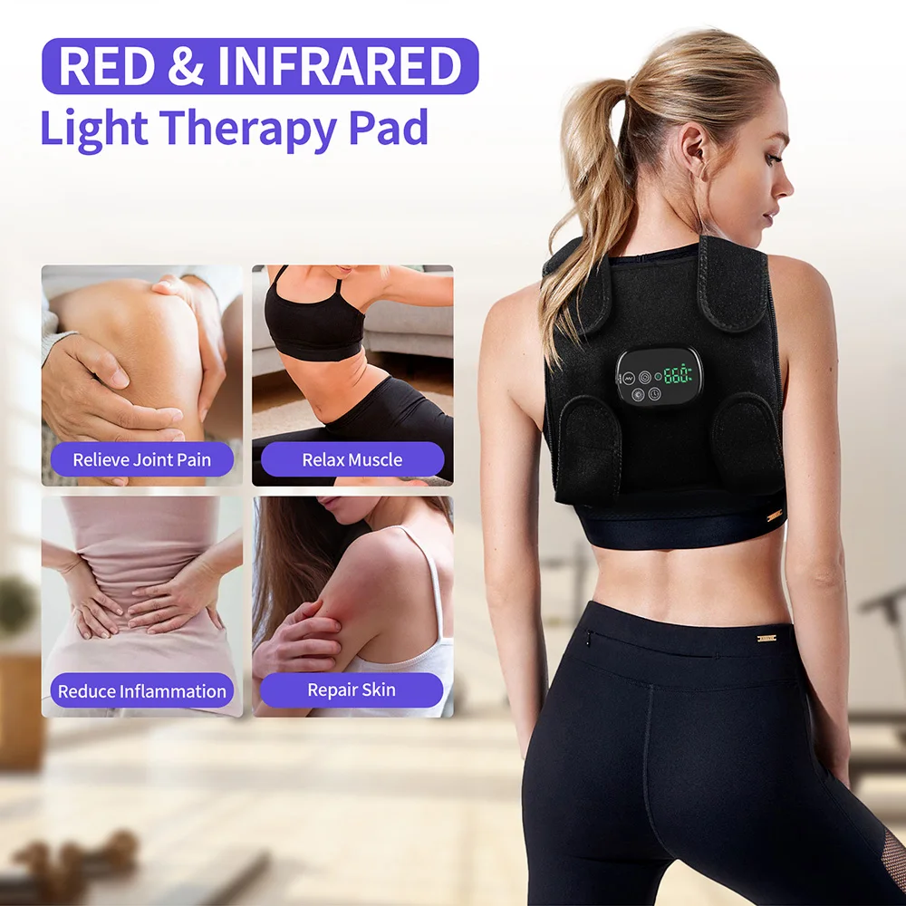 660nm Red Light and 850nm Near Infrared Massage Pad Waist Massager Lumbar Back Abdomen Vibration Massager Full Body Massager