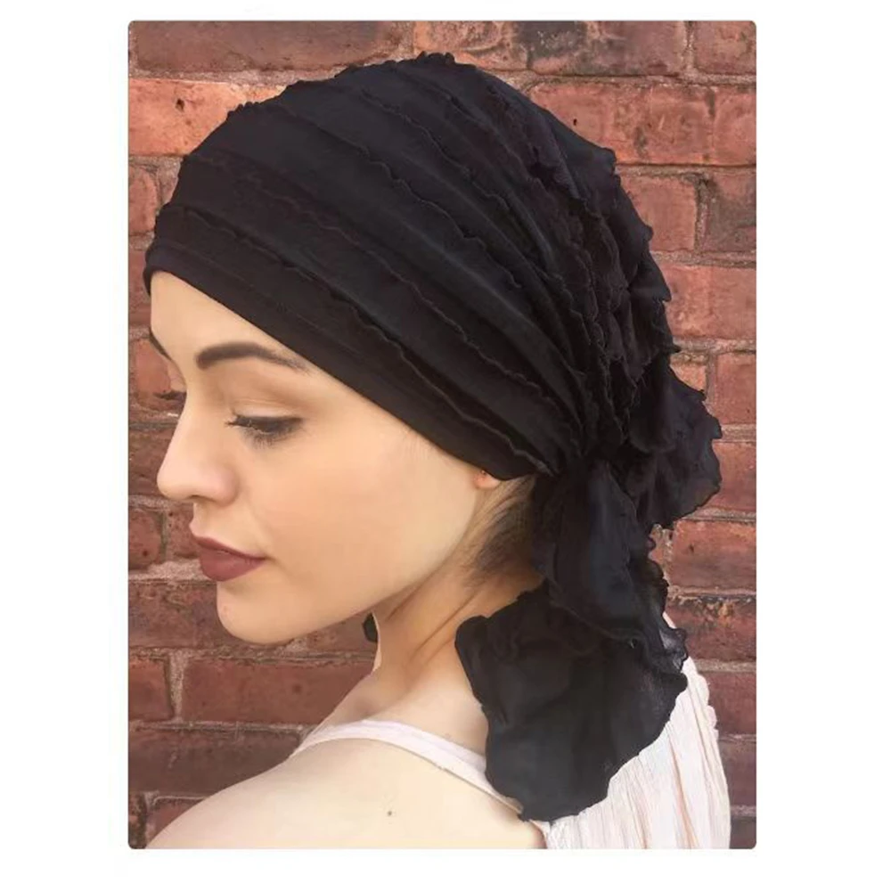 New Women Pre-Tied Turban Beanies Skullies Arab Hat Headwrap Turban Bonnet Headwear Headscarf Hijab Muslim Chemo Cap Hair Loss