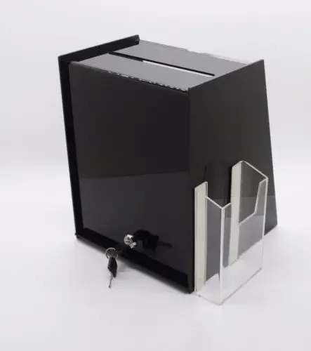 

zz Clear Acrylic Ballot Box Donation Box With Lock Top Sales Lead Box Collection With Sign Holder