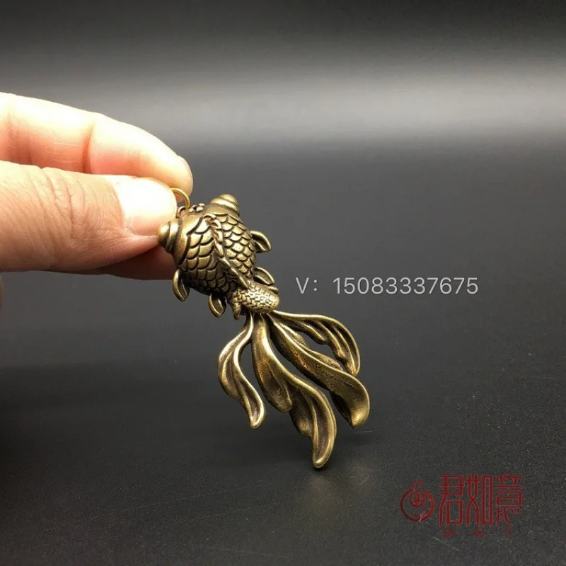 

Copper Fish Brass Movable Small Goldfish Pendant Copper Ornament Keychain Copper Pendant Micro-carved Copperware Year Year Surpl
