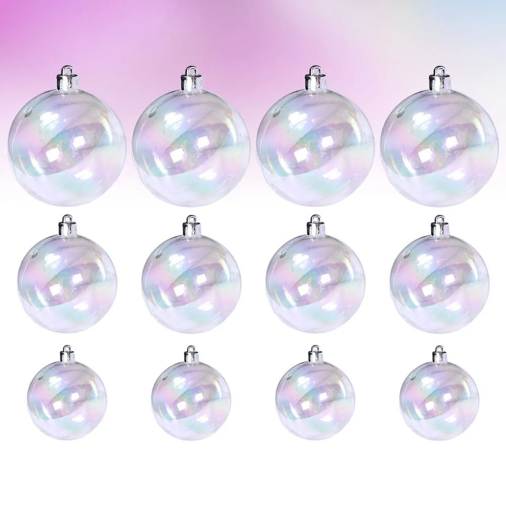 

12Pcs Plastic Painted Cake Decoration Balls Hanging Ornaments Lightweight Eco Friendly Christmas Hanging Decor Cake