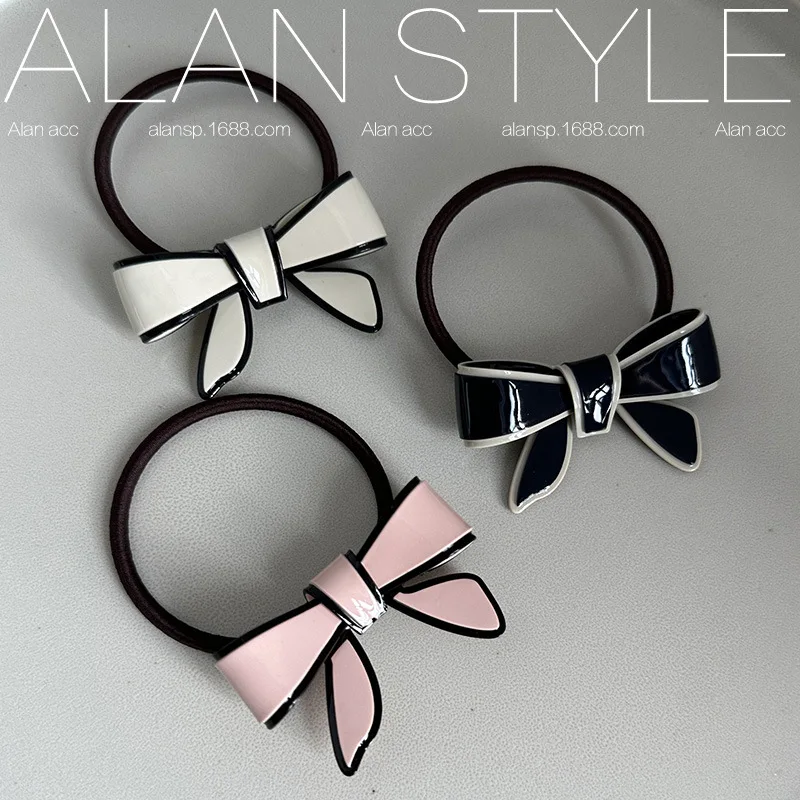 Korean Fashion Kawaii Acetate Bowknot Hairties for Girls Cute Elastic Rubber Bands for Children Hair Accessories